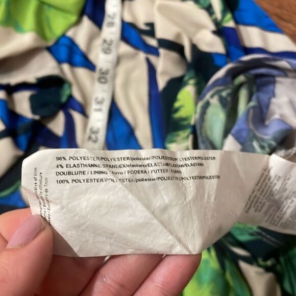 Joseph Ribkoff palm floral one shoulder ruffle dress 10 - Picture 6 of 8